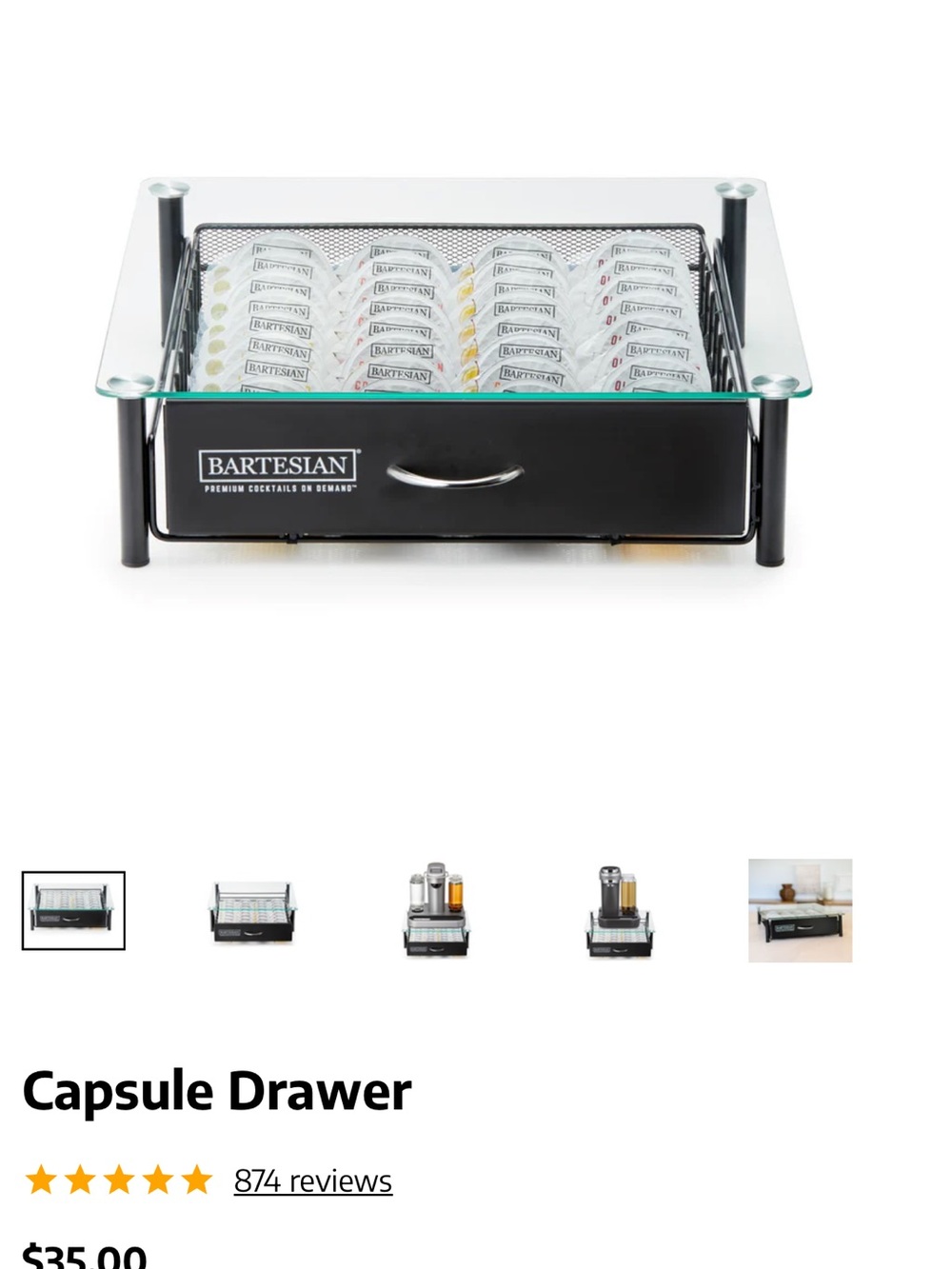 Bartesian Black Capsule Drawer for Cocktail Pods